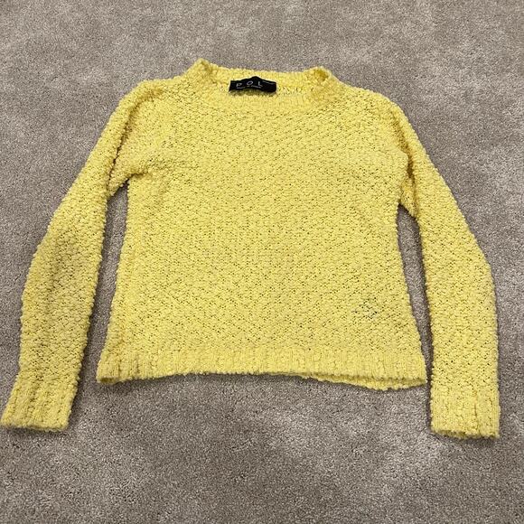 Pol Women's Yellow Chunky Knit Long Sleeve Crewneck Sweater Size Medium - Picture 7 of 9